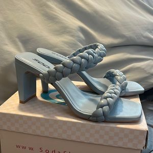 Brand New Soda Baby Blue Braided Heel Sandal Sz 7
